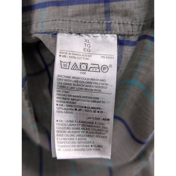 Old Navy Mens Slim Fit Gray Plaid Button-Down Shirt X-Large Long Sleeve Cotton - Picture 8 of 11